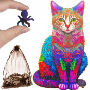 DREWNIANE PUZZLE "KOLOROWY KOT" 130 EL.